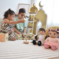 Children playing with toys in a room with Madina and Khaled Islamic teaching doll. Madina doll with hijab singing nasheeds for children. 